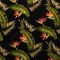 1 Yard Black Birds of Paradise Palm Banana Leaf Cotton Fabric Upholstery 56-58 inches Wide